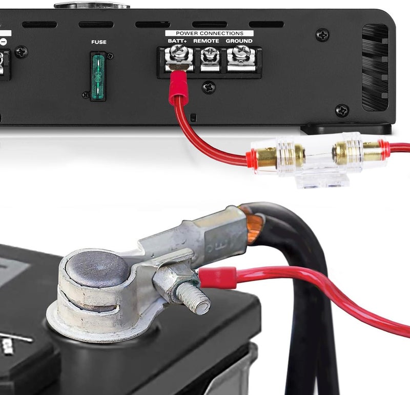 HBU 8 Gauge Amplifier Wiring Kit - High Current 8 AWG Car Audio Complete Amp Install Kit with RCA Interconnect Cables & 60A AGU Inline Fuse - Truck, Boat, Trailer Radio Circuit Protection - Image 3